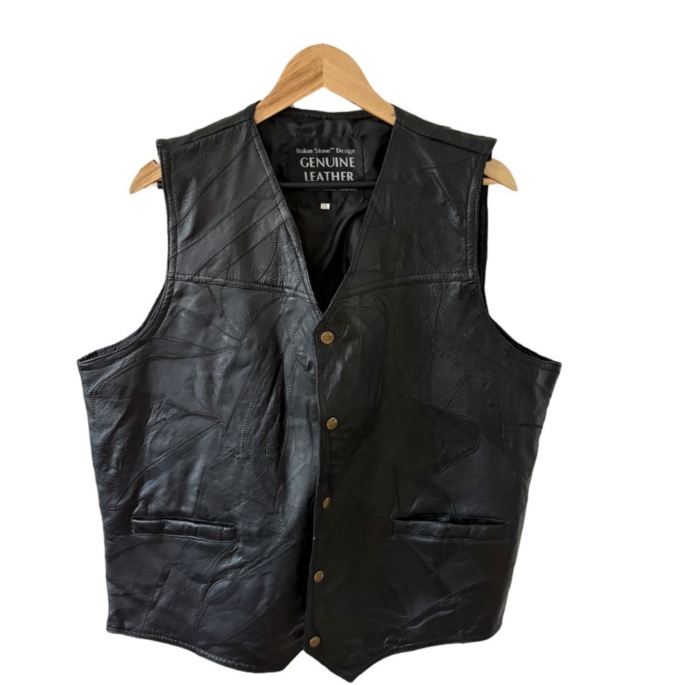 Men's Genuine Leather Black Vest